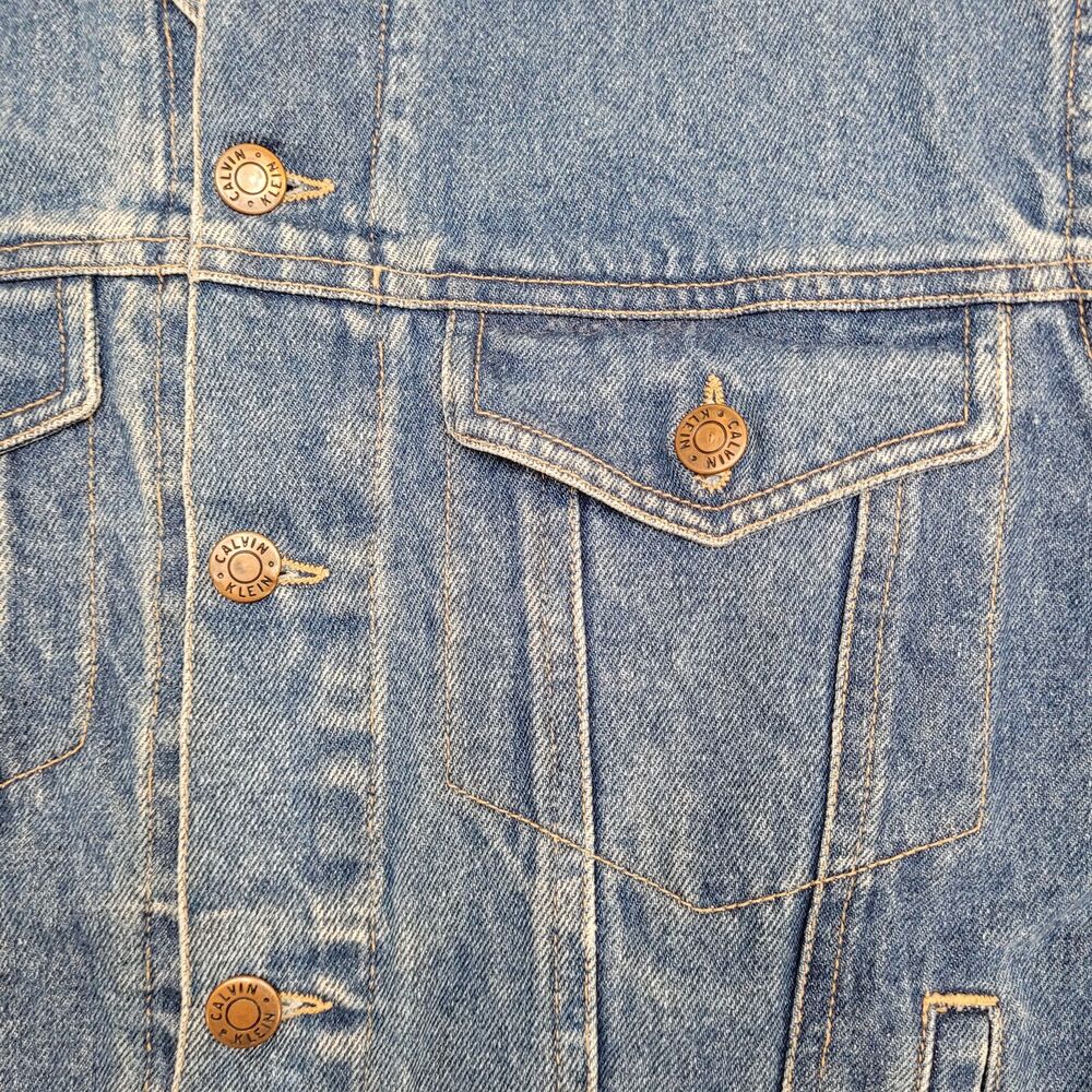 Vintage Calvin-Klein Denim Jacket Womens Small 18x21 Blue - Picture 13 of 15